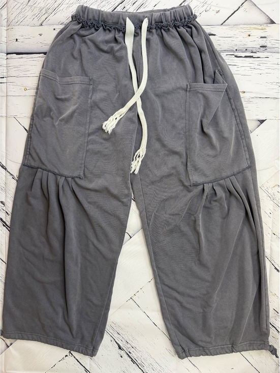 Pants - Boho Grunge Fairycore Smoke Gray Mineral Wash Wide Leg Lounge Pants Women Medium